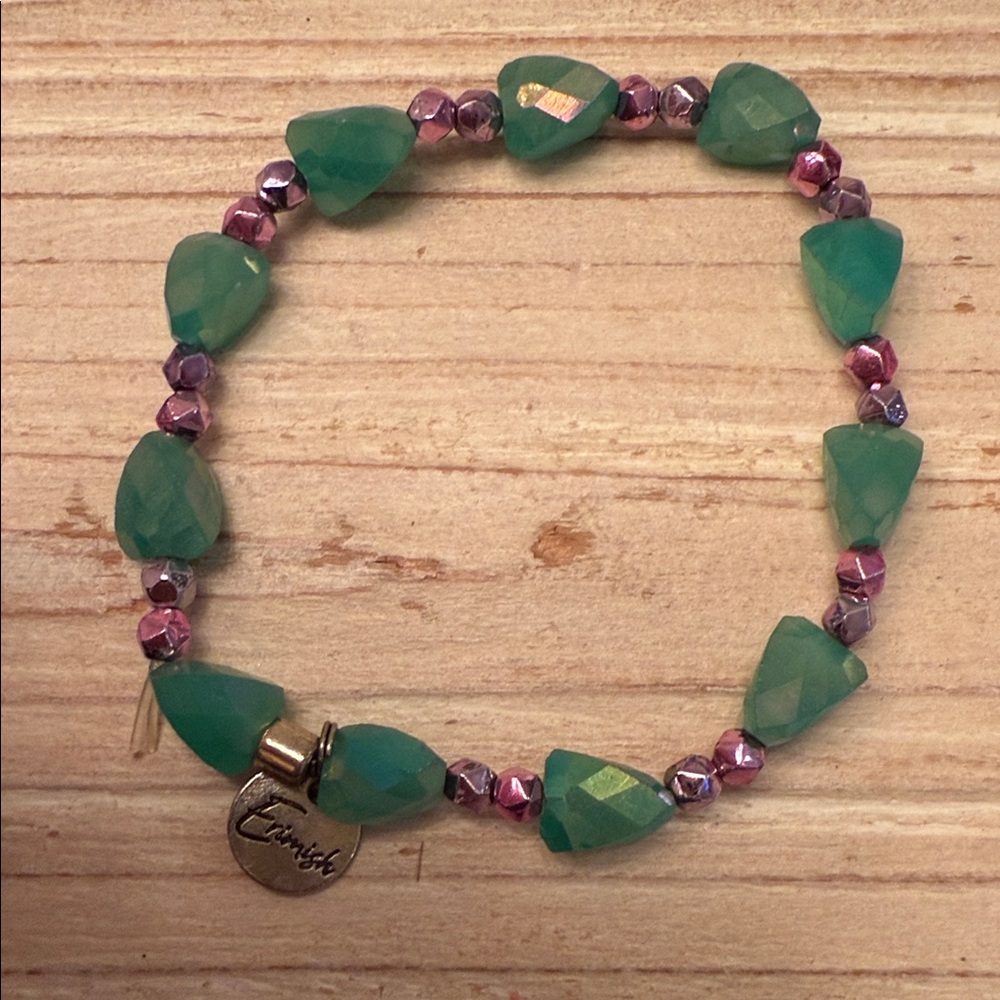 Chic Green and Purple Beaded Bracelet
